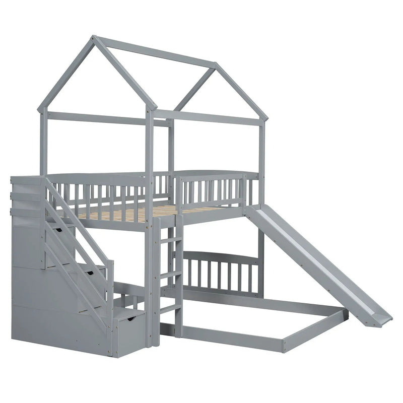 House Bunk Bed With Slide by HouseOfZazla