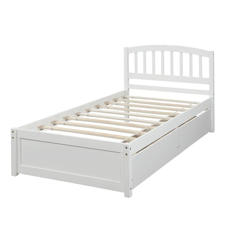 Platform Storage Bed Wood Bed Frame With Two Drawers And Headboard by HouseOfZazla