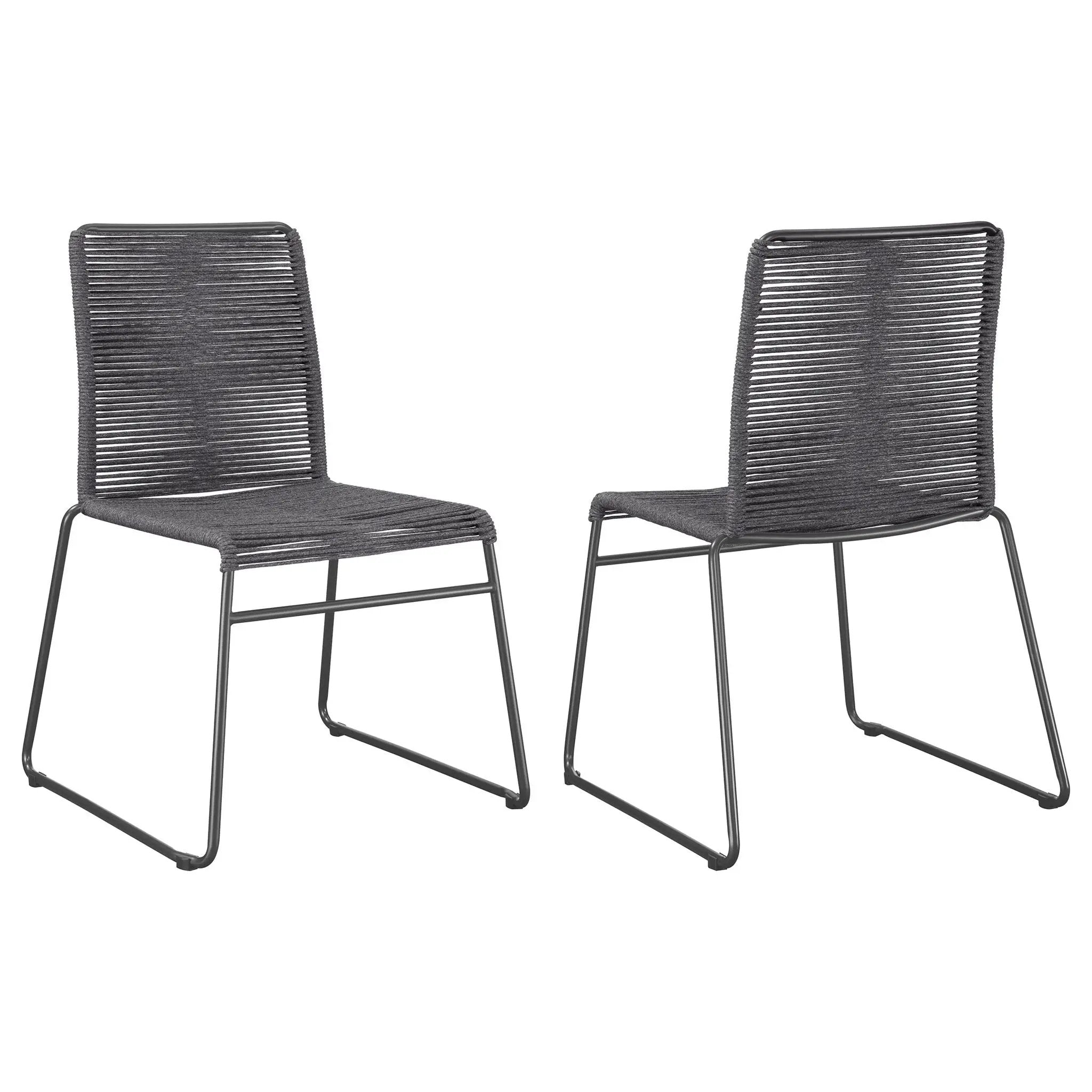 Jerome Woven Rope Stackable Side Chair Charcoal (Set of 2) by Unique Piece Furniture