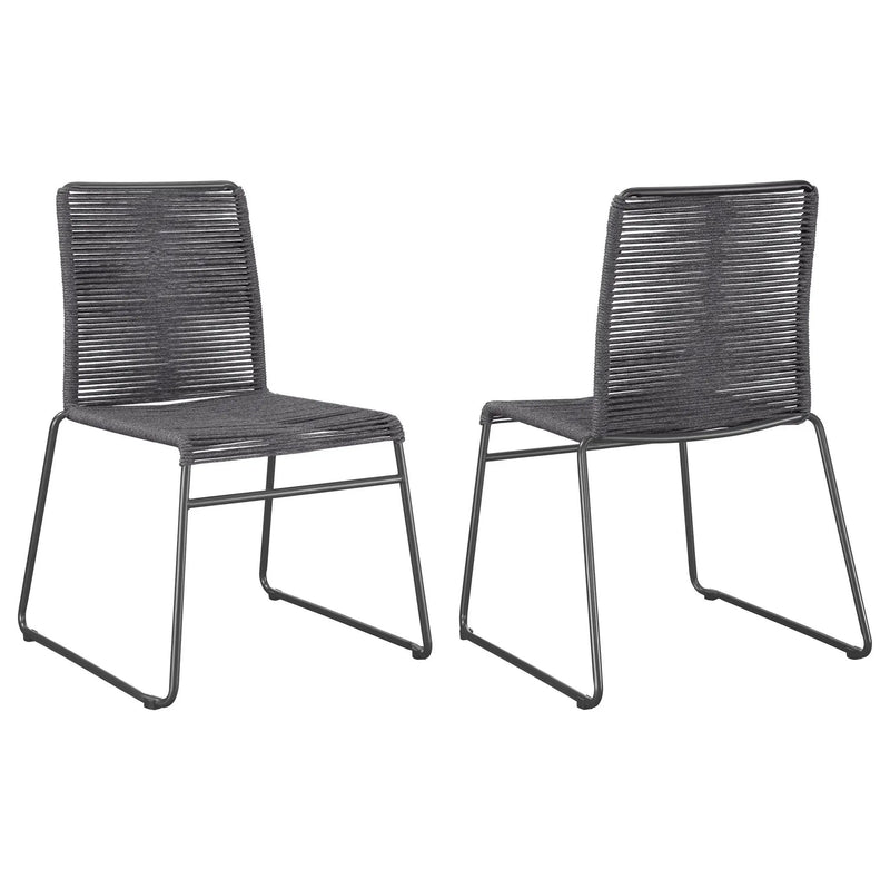 Jerome Woven Rope Stackable Side Chair Charcoal (Set of 2) by Unique Piece Furniture