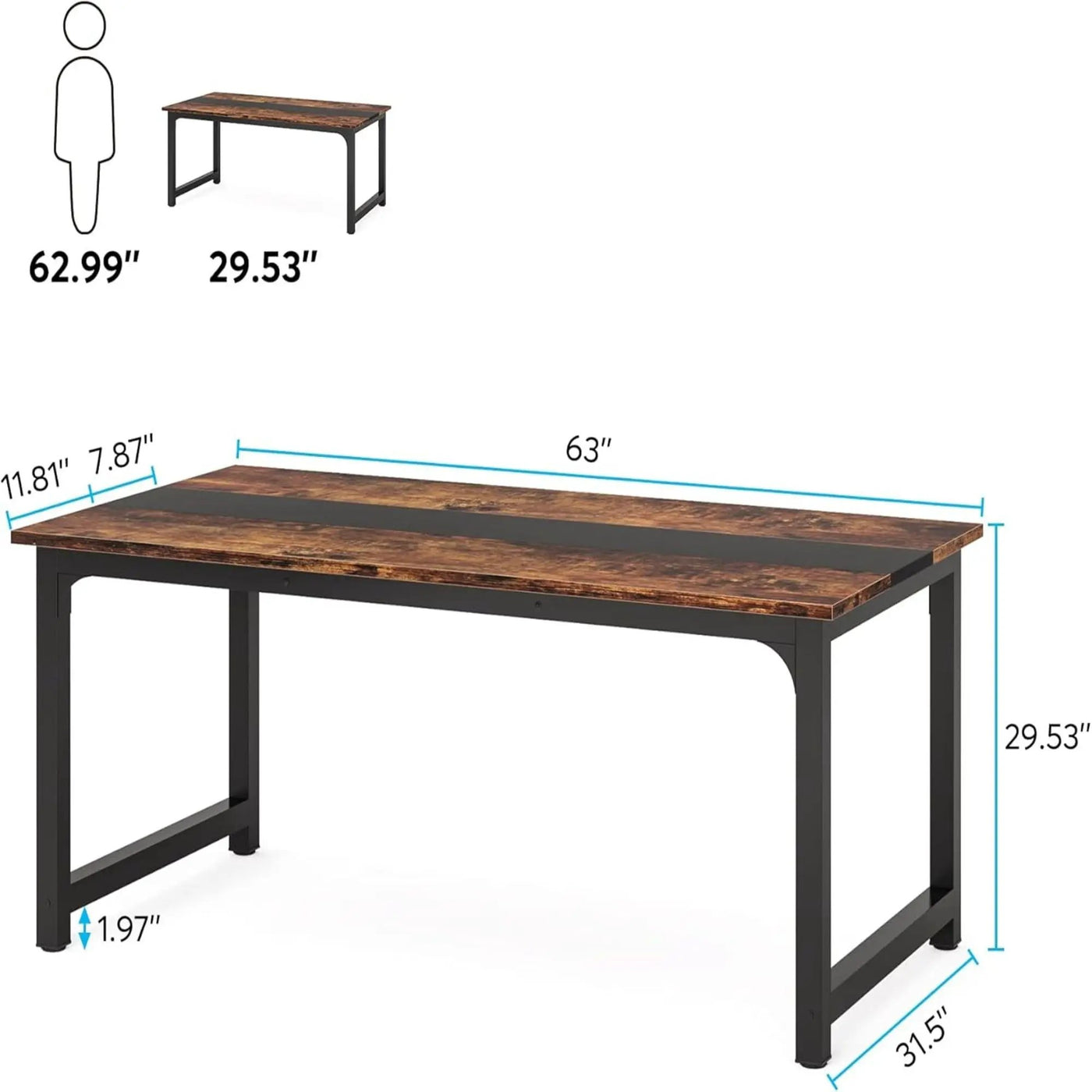 Large Computer Desk With Steel Frame for Home Office Workstation by HouseOfZazla