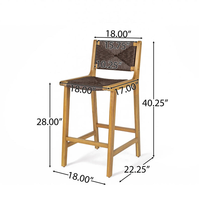 Acacia Wood Outdoor Armless Barstool - Teak Set of 2 by HouseOfZazla
