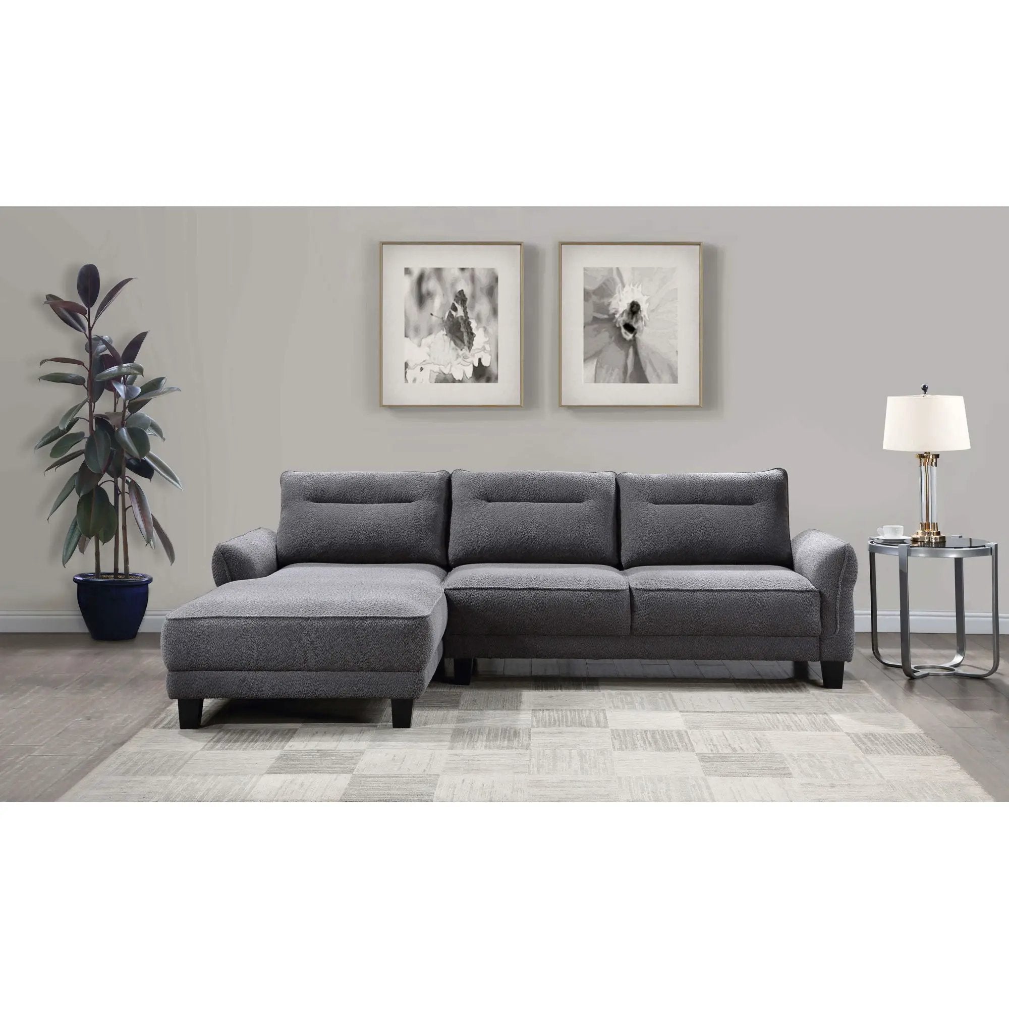 Verona - Loose Back Sectional Sofa - Gray by HouseOfZazla
