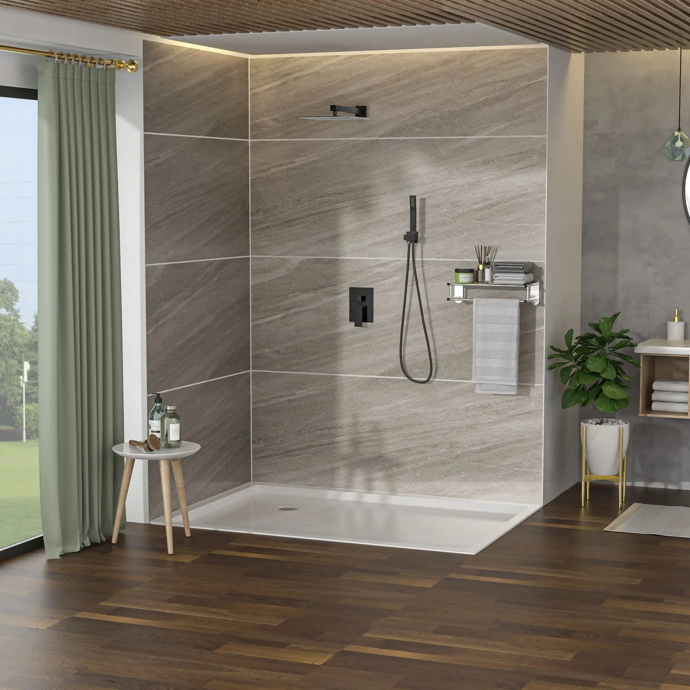 Dual Shower Head 10" Wall Mounted Square Shower System by HouseOfZazla
