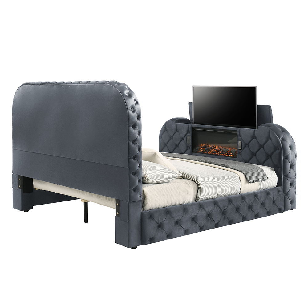 Kana - Bed With LED, Fireplace & TV Stand, photo 4 of 21