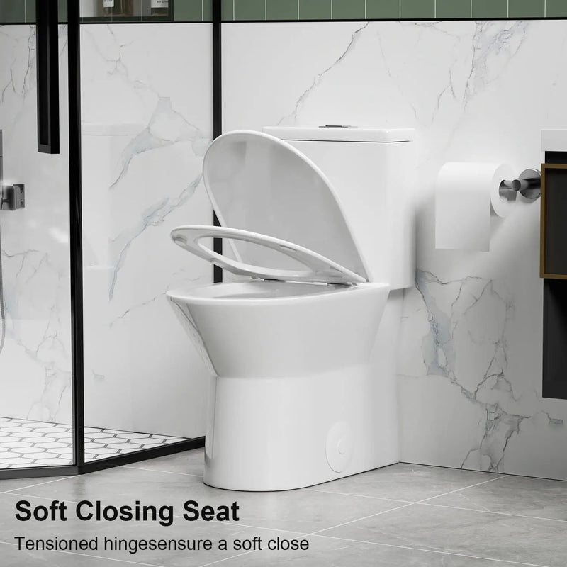 1 Piece Toilet With Dual Flush & Rimless Bowl - Glossy White by HouseOfZazla