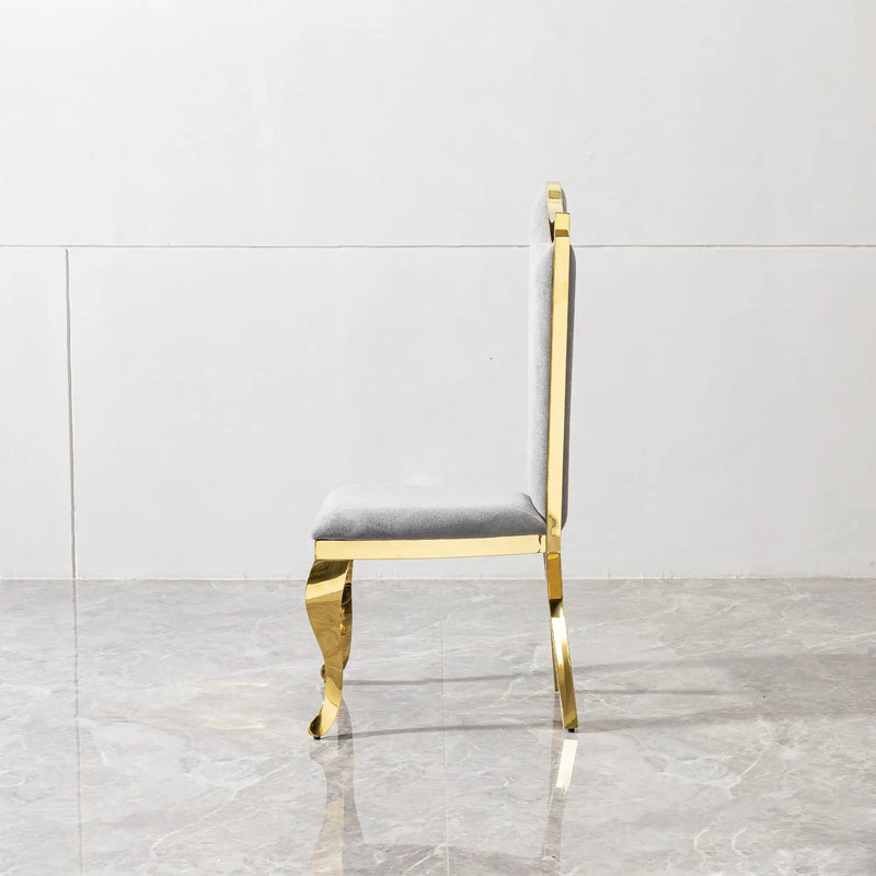 Gorgeous Streamlined High Back Fabric Stainless Steel Dining Chair (Set of 2) - Gold / Gray by HouseOfZazla