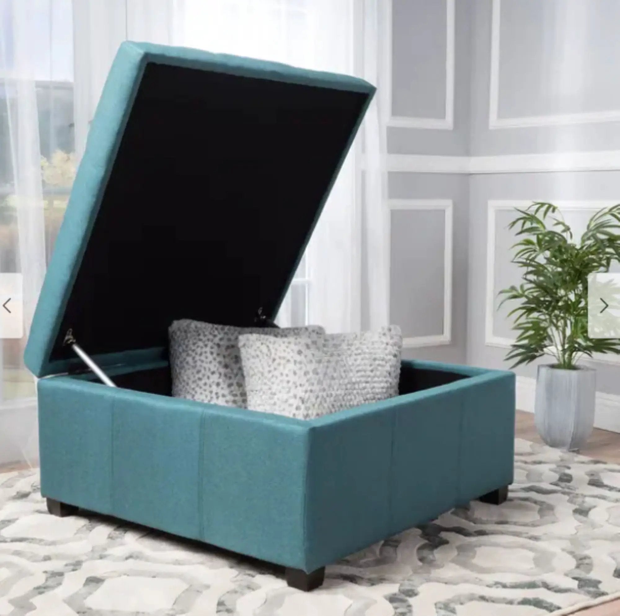 Tufted Square Storage Ottoman, Dark by HouseOfZazla