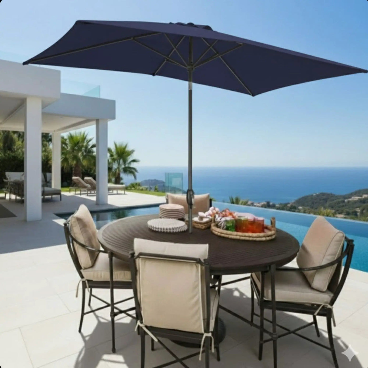 Rectangular Patio Umbrella With Crank Tilt, Polyester UV-Resistant Canopy by HouseOfZazla