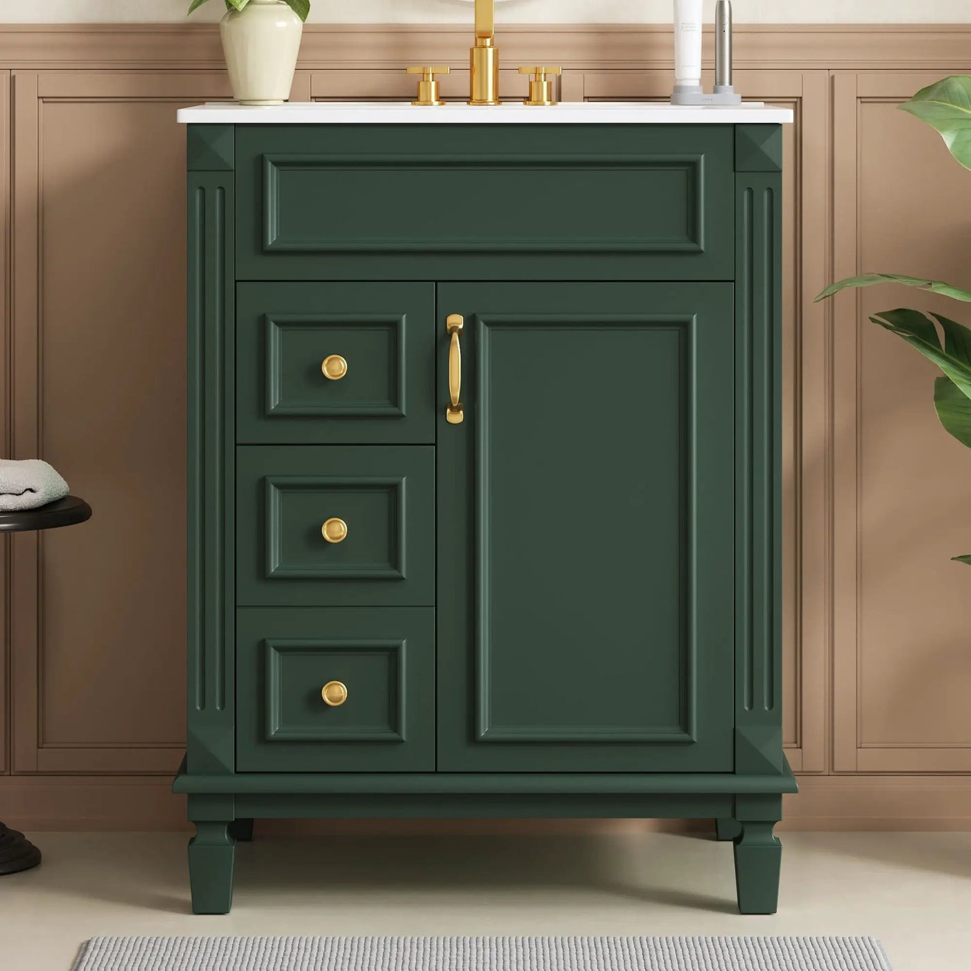 Bathroom Vanity With Sink, Compact Cabinet & 2 Drawers by HouseOfZazla
