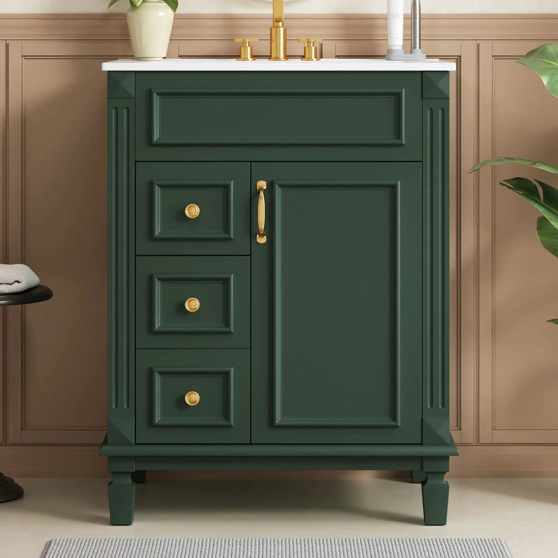 Bathroom Vanity With Sink, Compact Cabinet & 2 Drawers by HouseOfZazla