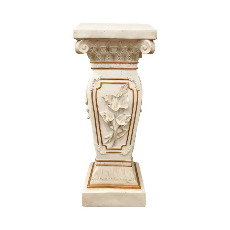 22.05" H x 9.06" W European Style Floral Carved Roman Column Pedestal by HouseOfZazla