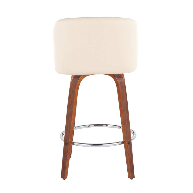 Toriano - Mid-Century Modern Fixed Height Counter Stool With Round Footrest (Set of 2) by HouseOfZazla
