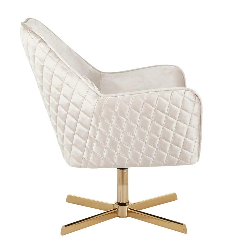 Diana - Contemporary Lounge Chair - Gold / Cream by HouseOfZazla