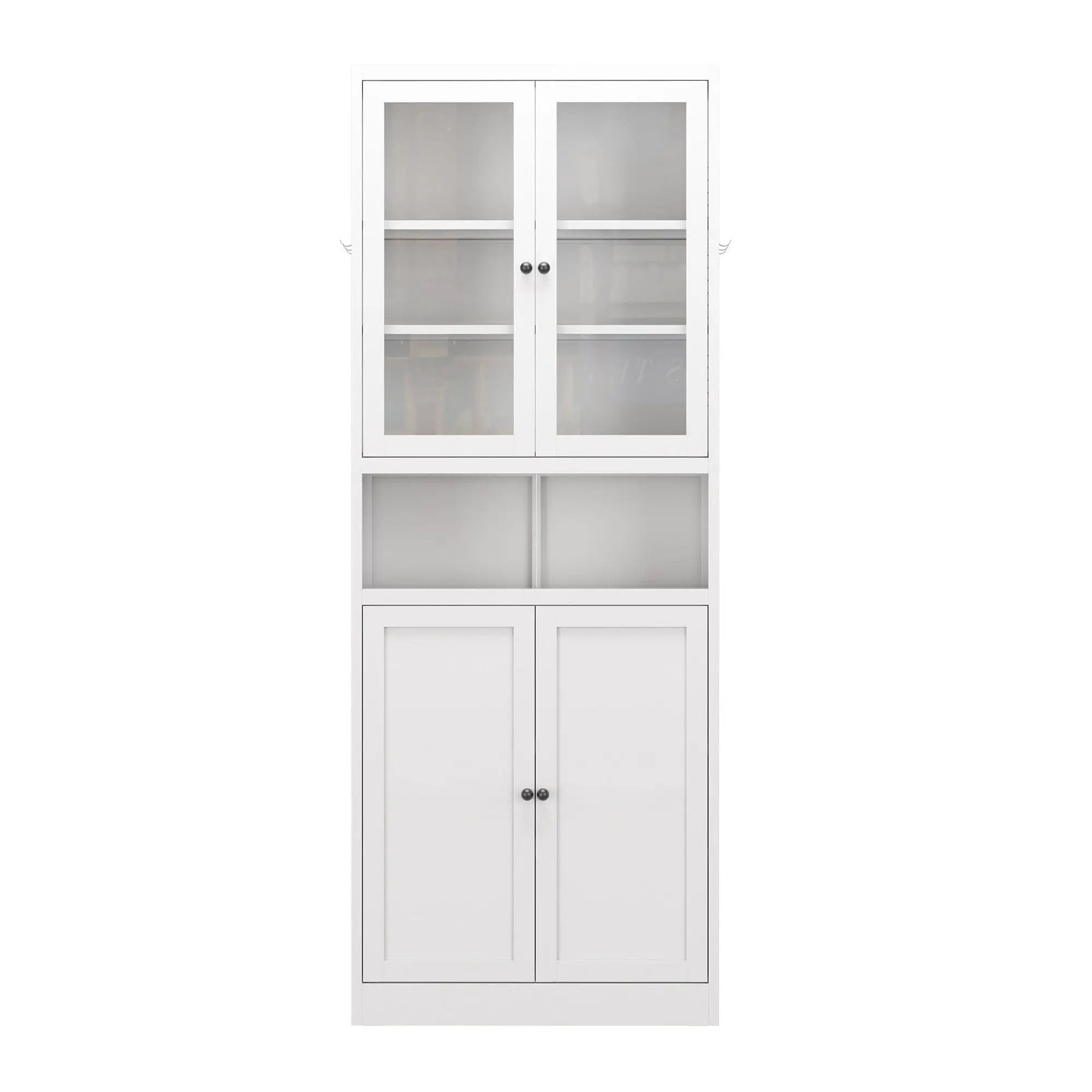 Kitchen Pantry Cabinet Tall Storage With Adjustable Shelves, Heavy Duty Stainless Steel Frame - White by HouseOfZazla