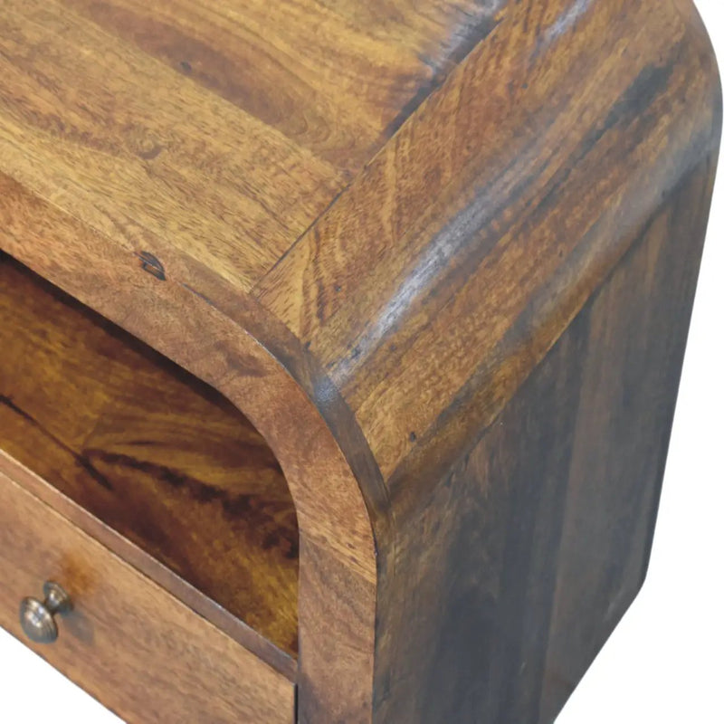 Solid Wood Darcy Nightstand, 1 Drawer and Open Shelf, Chestnut by HouseOfZazla