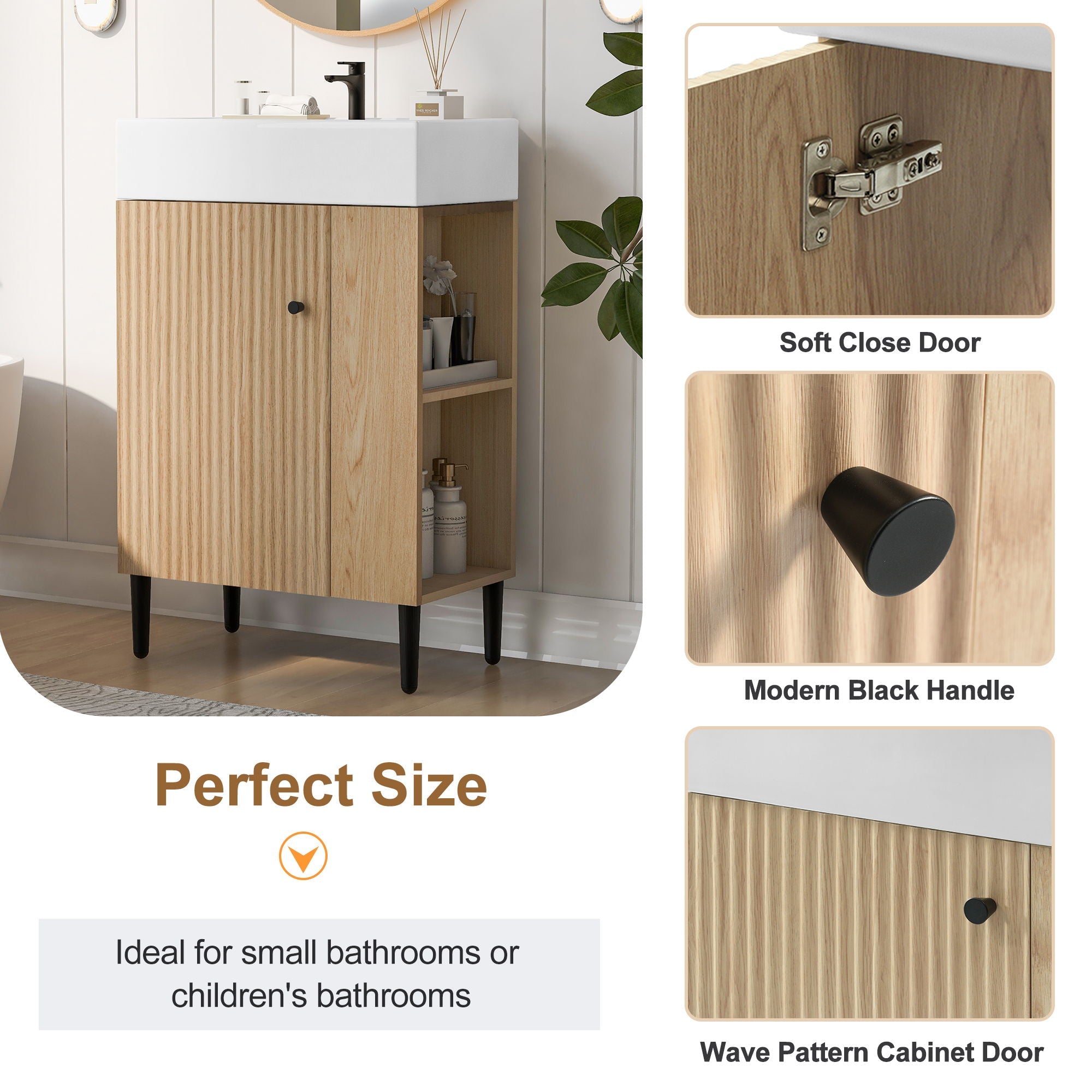Bathroom Vanity, Combo Cabinet, Bathroom Storage Cabinet, Single Ceramic Sink by HouseOfZazla