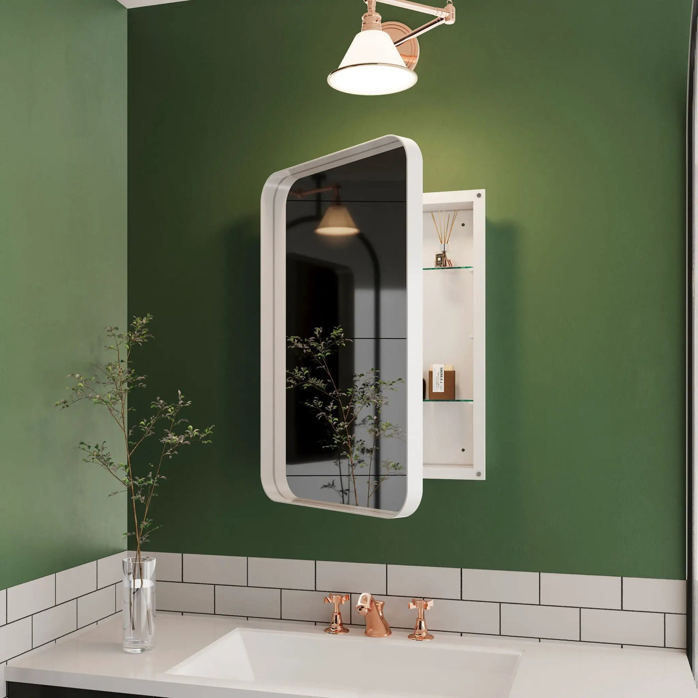 Recessed Metal Framed Medicine Cabinet With Mirror And Adjustable Shelves Wall Mirror With Storage For Bathroom by Unique Piece Furniture