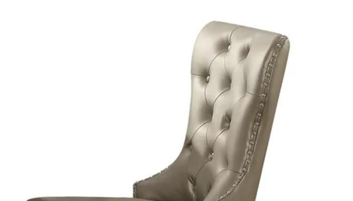 Kacela Synthetic Leather Side Chair Set of 2 - Champagne by HouseOfZazla