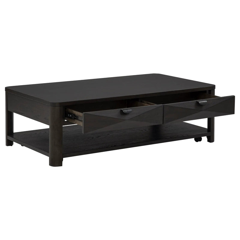 Marcelo Wood Coffee Table with 2 Drawers and Shelf Coffee by Unique Piece Furniture