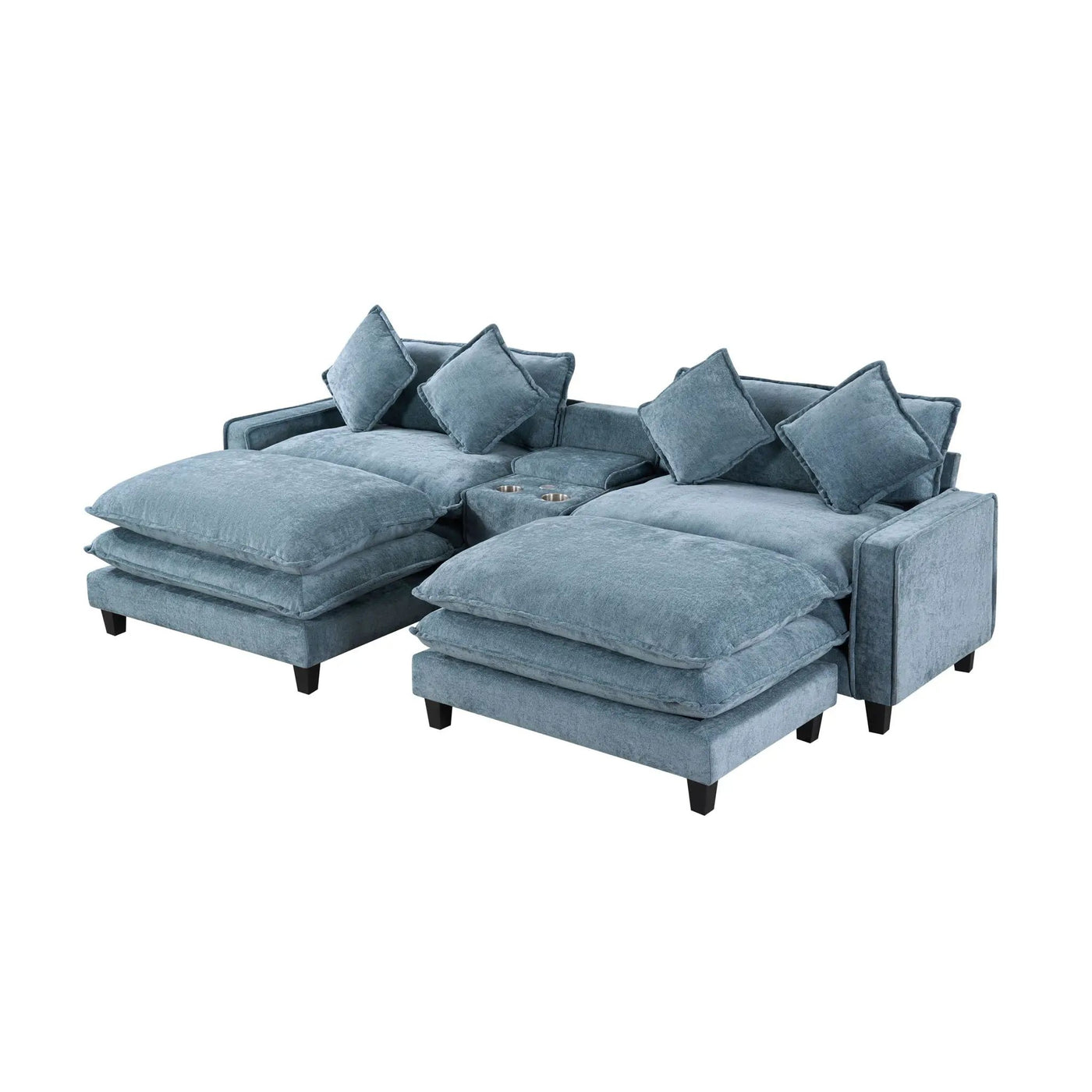 Modern Sectional Sofa With Removable Ottomans, USB Ports by HouseOfZazla