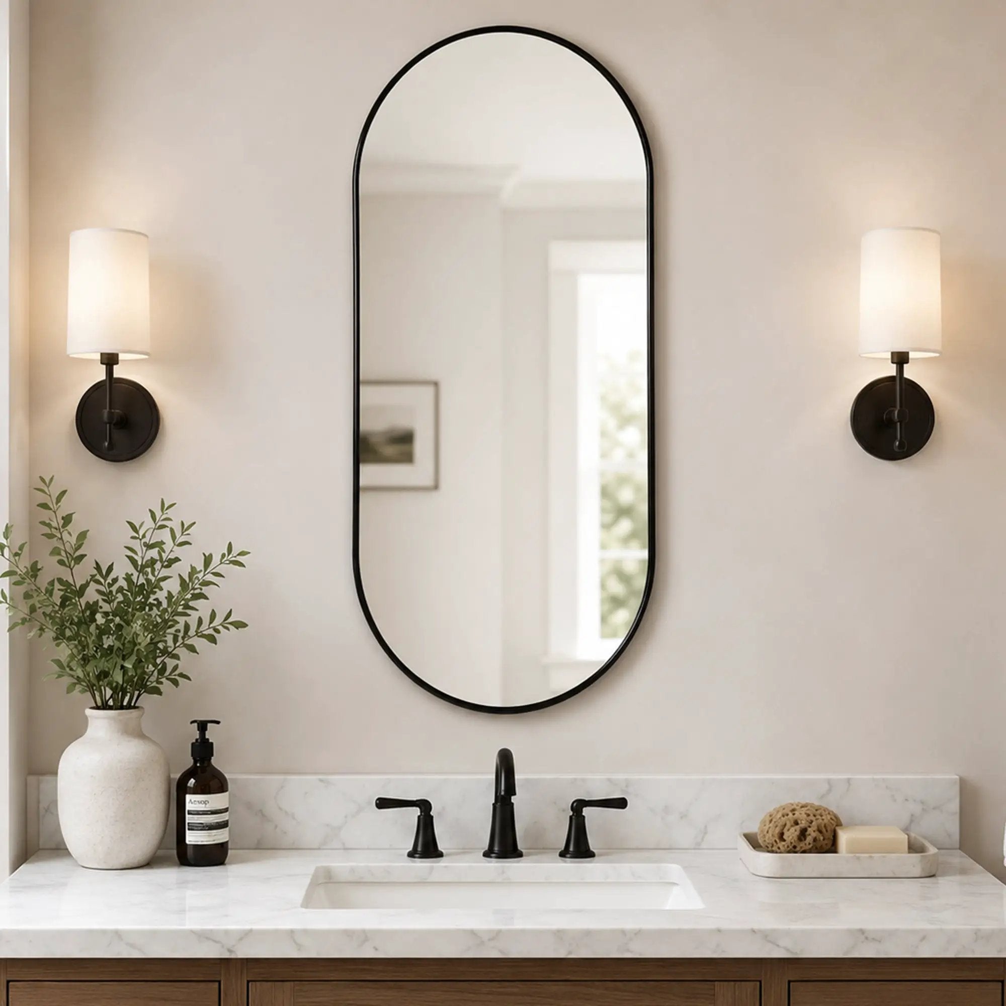 Black PVC Frame Mirror 18X40 Inch by HouseOfZazla