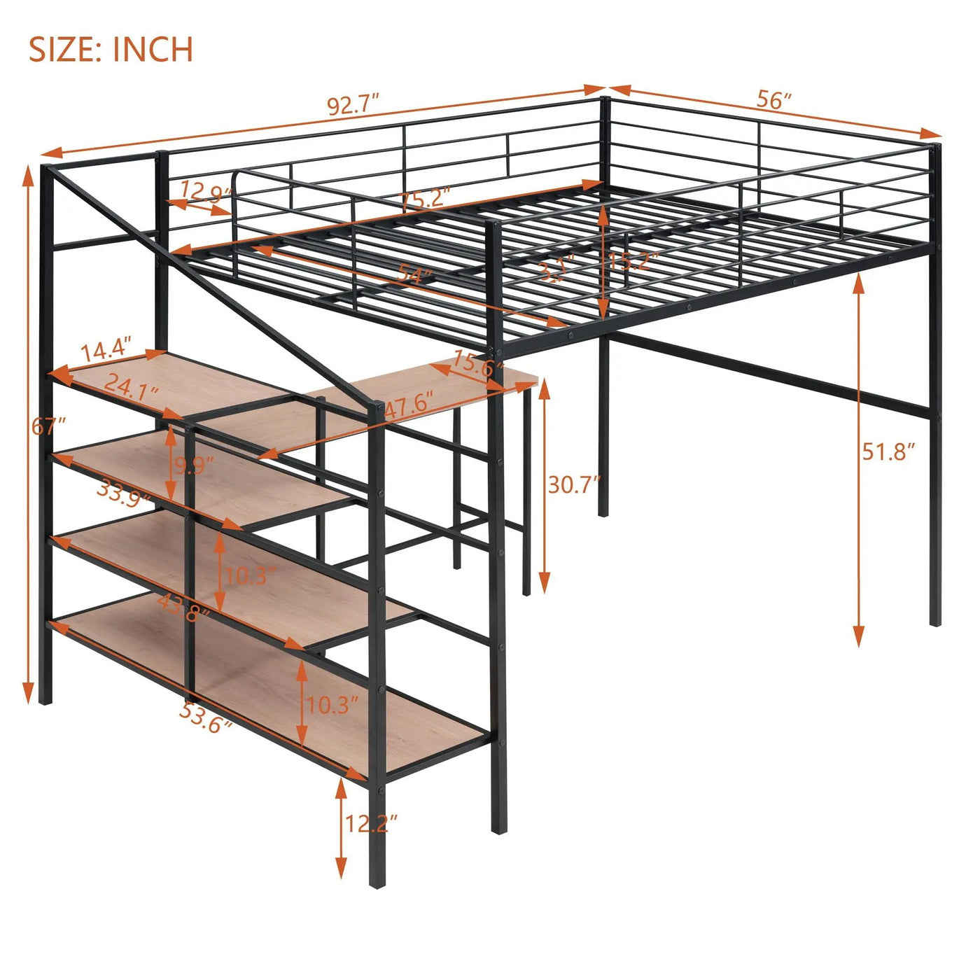 Loft Bed With Desk And Lateral Storage Ladder by HouseOfZazla