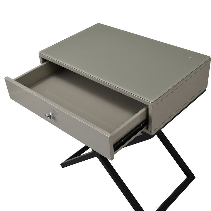 Koda End Side Table Nightstand with Drawer and Cross Base, photo 6 of 12