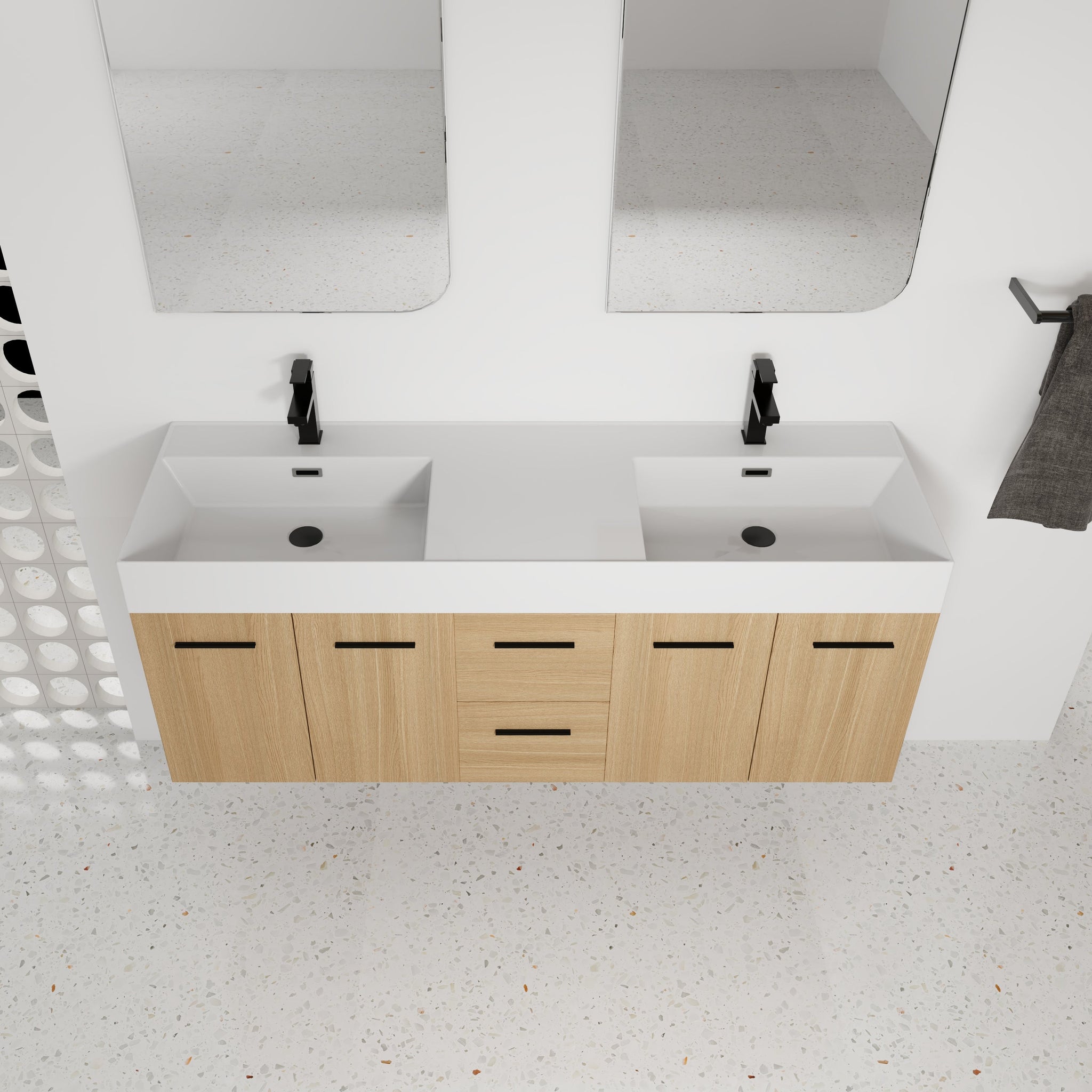 60" Floating Double Sink Bathroom Vanity with Drawers and Doors by HouseOfZazla