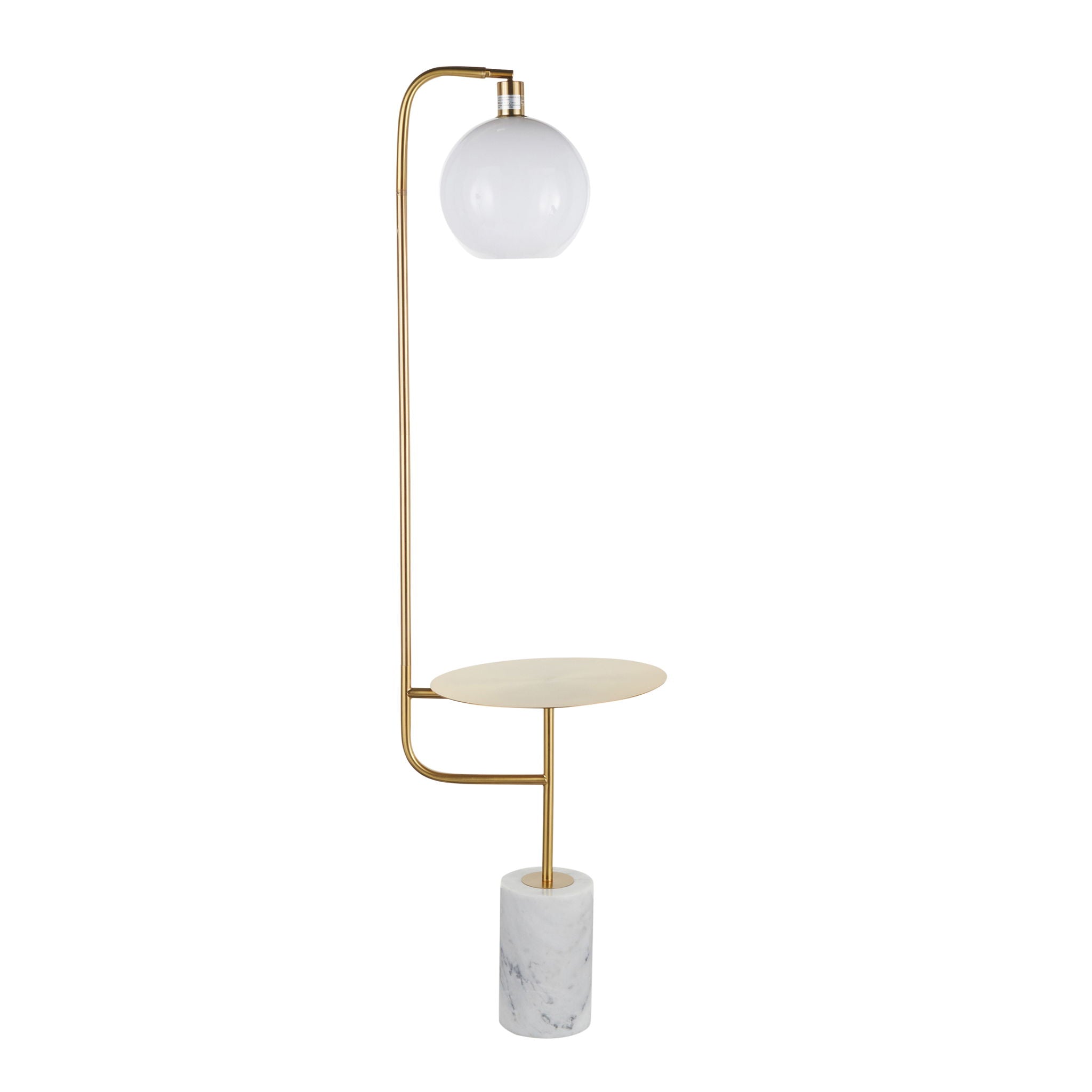 Symbol - Contemporary / Glam Floor Lamp Side Table - White Marble by HouseOfZazla
