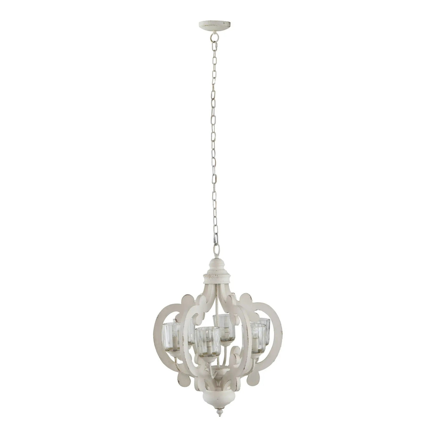 Farmhouse Chandelier, 6 Light Wood Chandelier Pendant Light Fixture With Adjustable Chain For Dining Room Living Room Entryway, Bulb Not Included by HouseOfZazla
