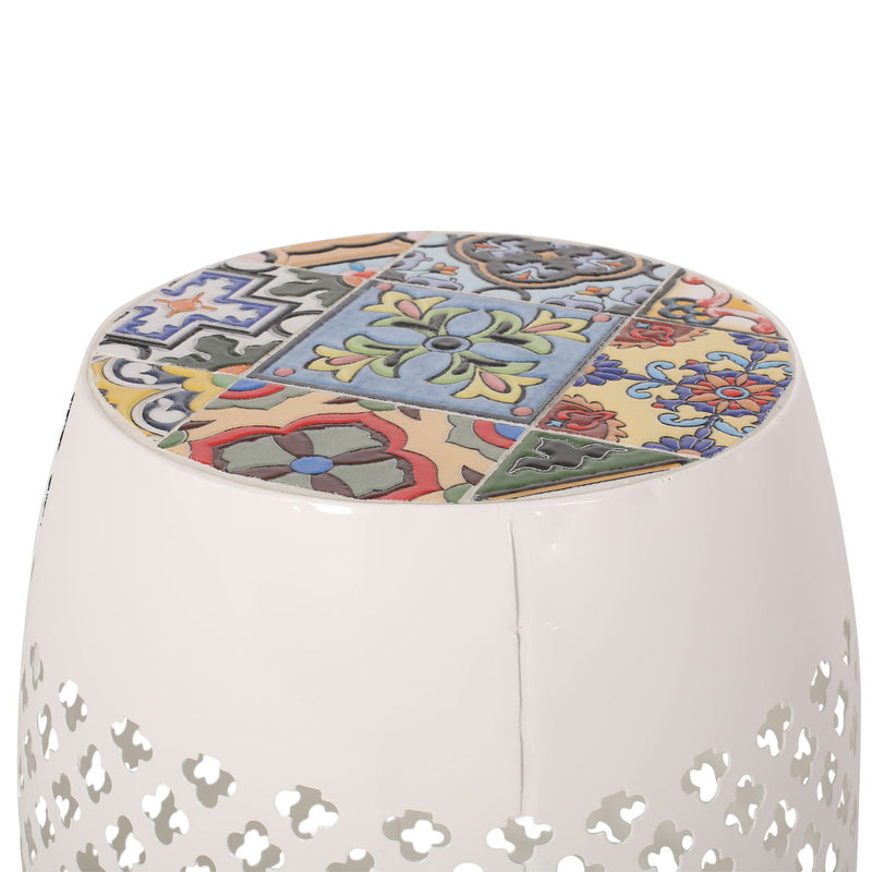 Roswell Outdoor Side Table With Mosaic Tile Top by HouseOfZazla