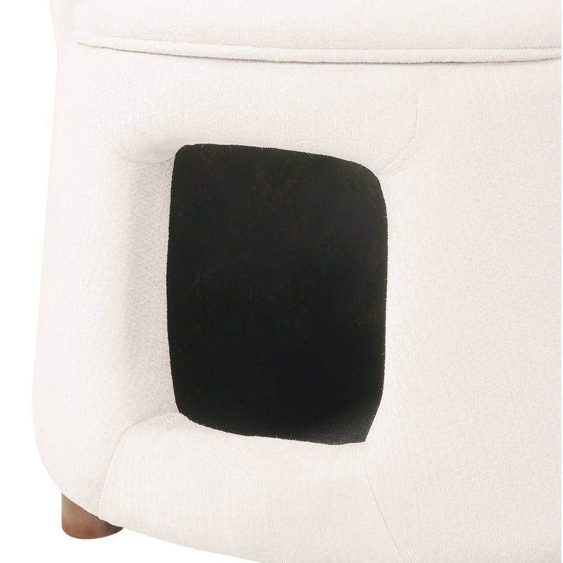 Beige Pet Friendly Chair with Hidden Pet Nook, Convertible Stool, Storage Seat by HouseOfZazla