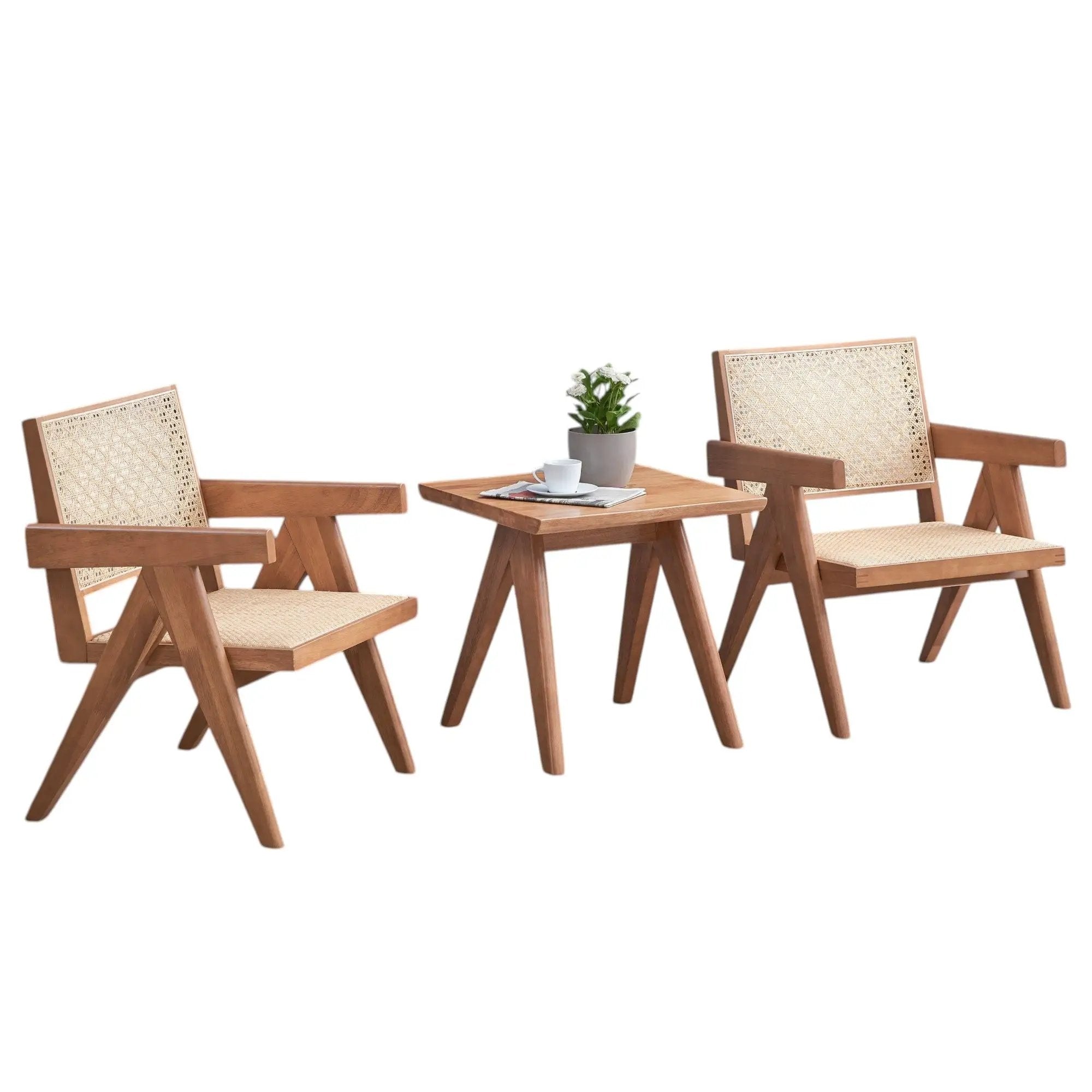 3 Piece Accent Chair Set And Matching End Table For Living Room - Natural by HouseOfZazla