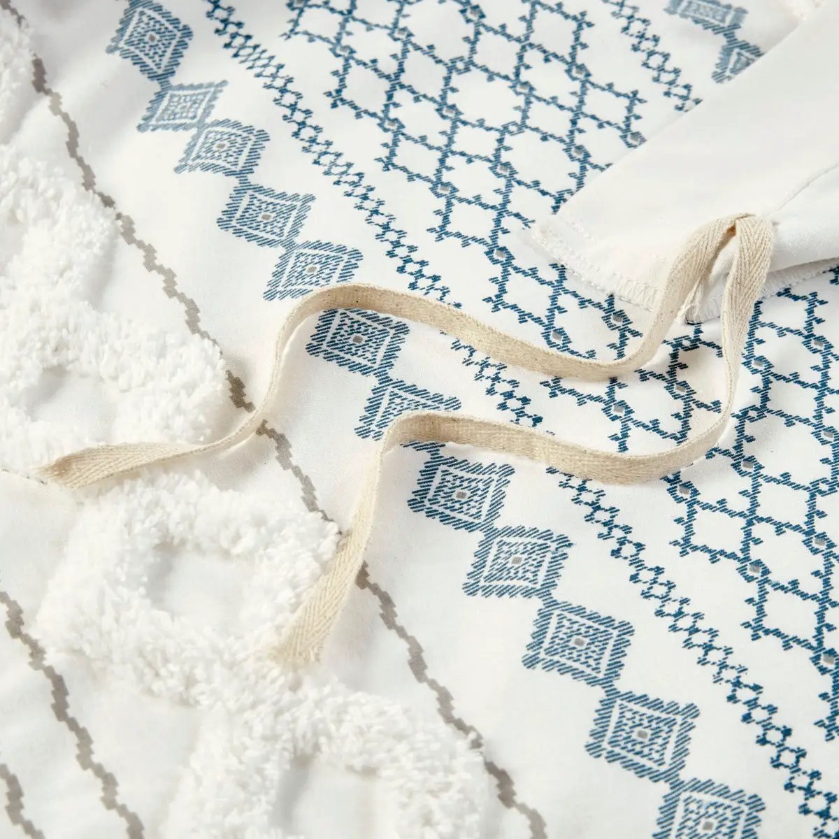 Full/Queen Cotton Printed Duvet Cover Set with Chenille by HouseOfZazla
