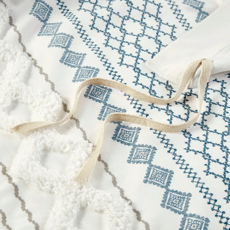 Full/Queen Cotton Printed Duvet Cover Set with Chenille by HouseOfZazla