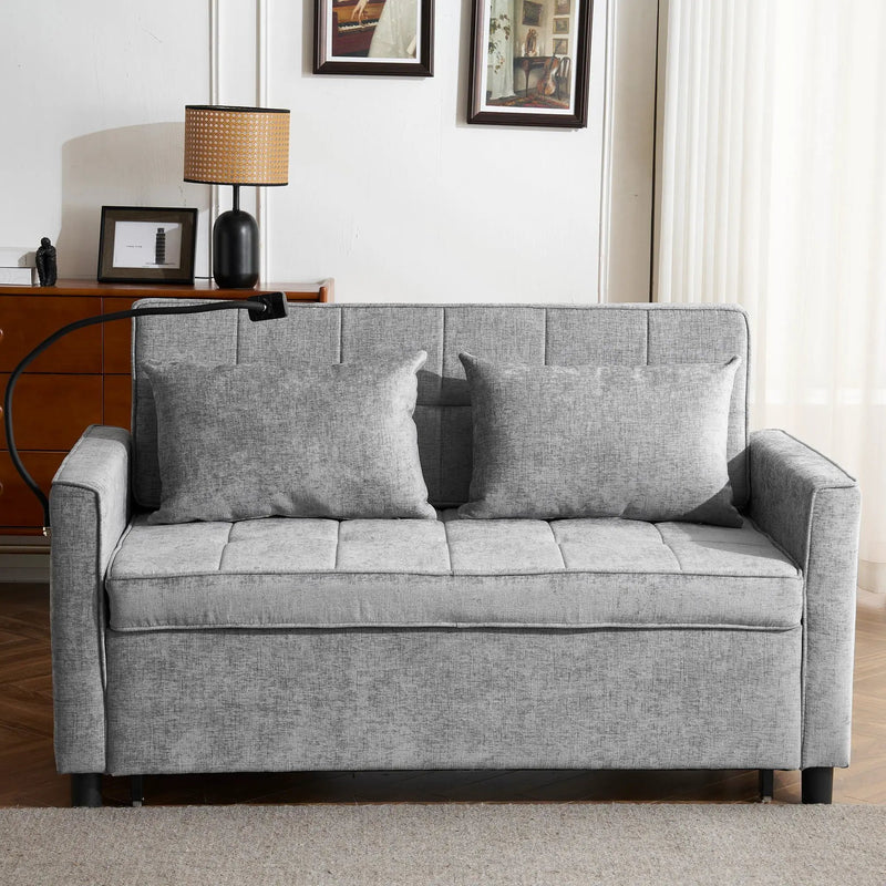 Pull-Out Sleeper Sofa With Reversible Backrest Cushion, Side Pockets, 2 USB Ports And A Phone Holder For Living Room by Unique Piece Furniture