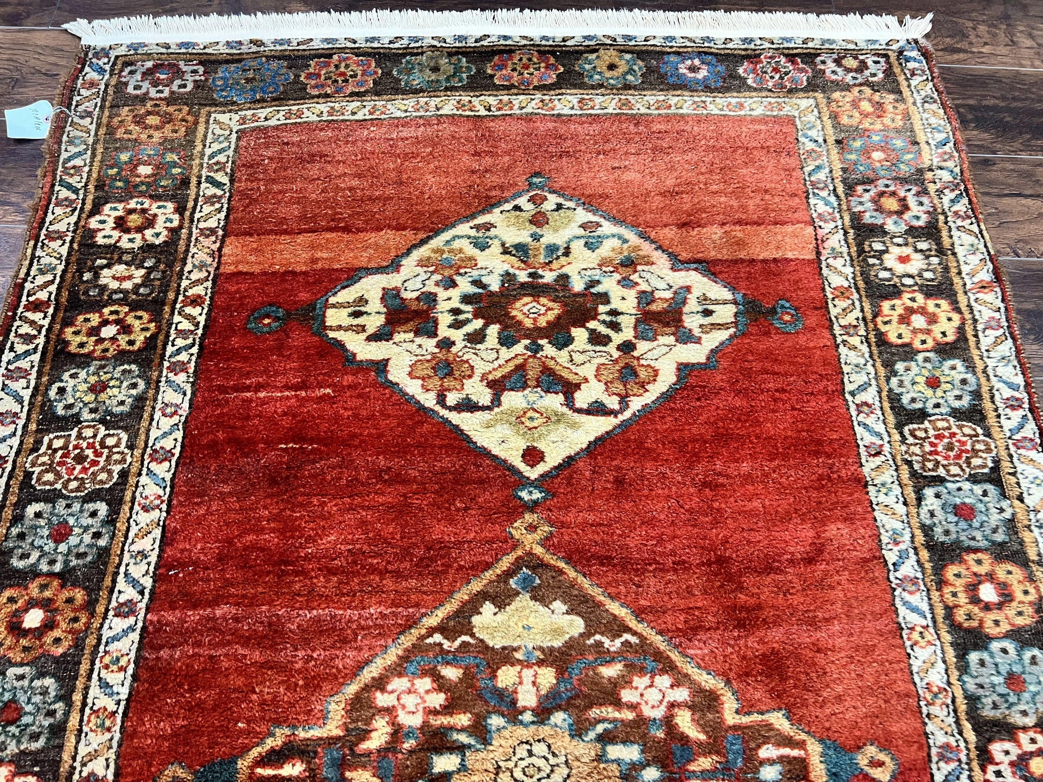 Antique Persian Bidjar Rug 4x8, Triple Medallions, Handmade Oriental Carpet, 1920s Rug, Wool Rug, Red by Jewel Rugs