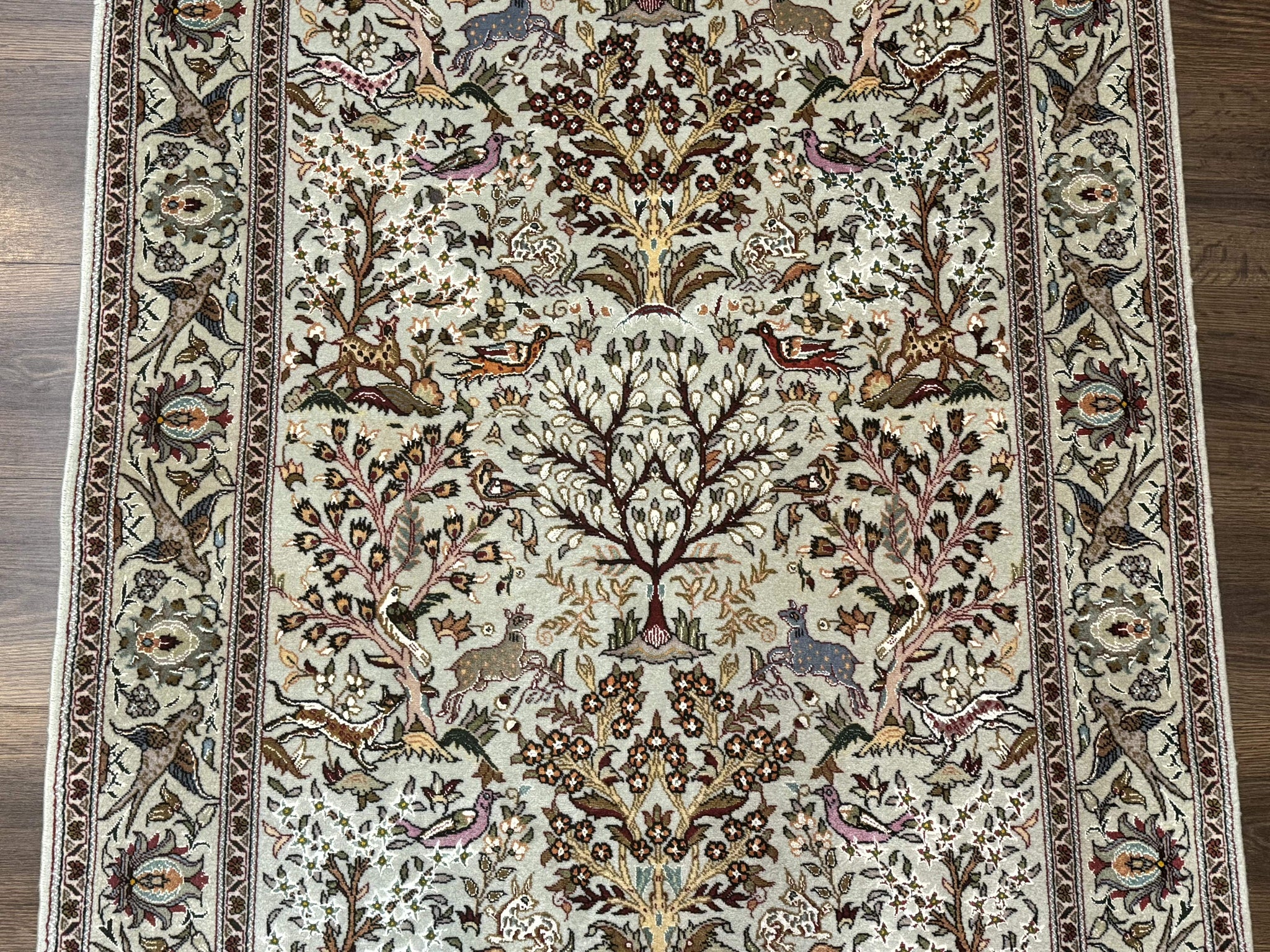 Wonderful Persian Tabriz Rug 3x5, Tree of Life, Animal Pictorials, Birds, Wool & Silk Highlights, Fine 330 KPSI by Jewel Rugs