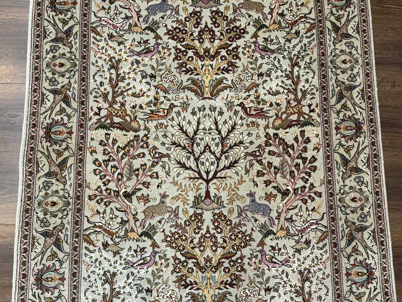 Wonderful Persian Tabriz Rug 3x5, Tree of Life, Animal Pictorials, Birds, Wool & Silk Highlights, Fine 330 KPSI by Jewel Rugs