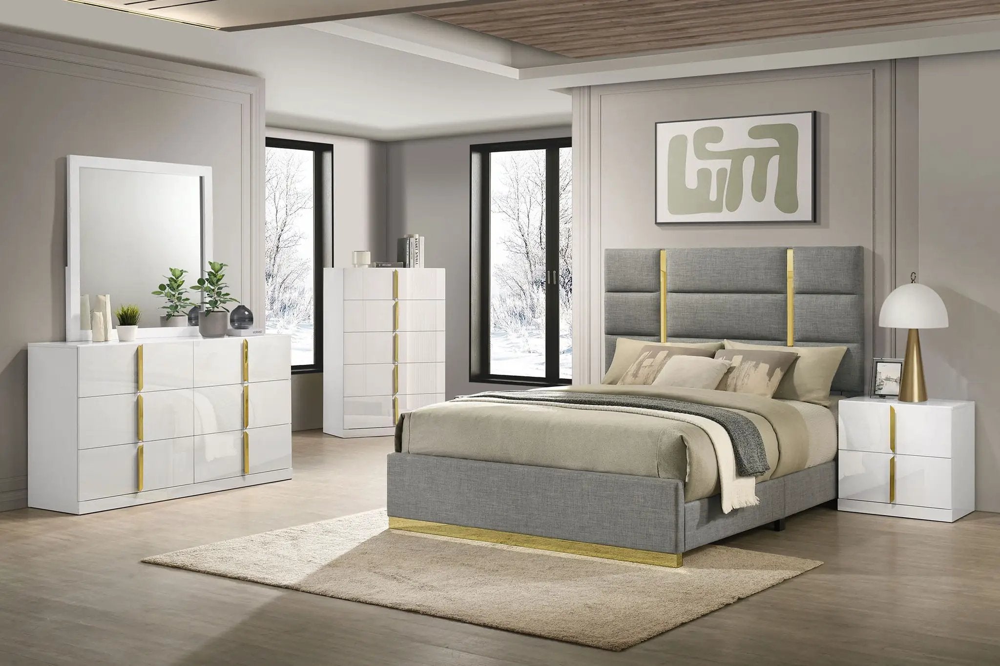 Ines 6-drawer Bedroom Dresser Cabinet White High Gloss by Unique Piece Furniture