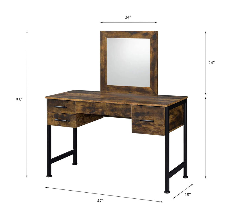 Juvanth Rustic Vanity Desk Mirror - Oak by HouseOfZazla
