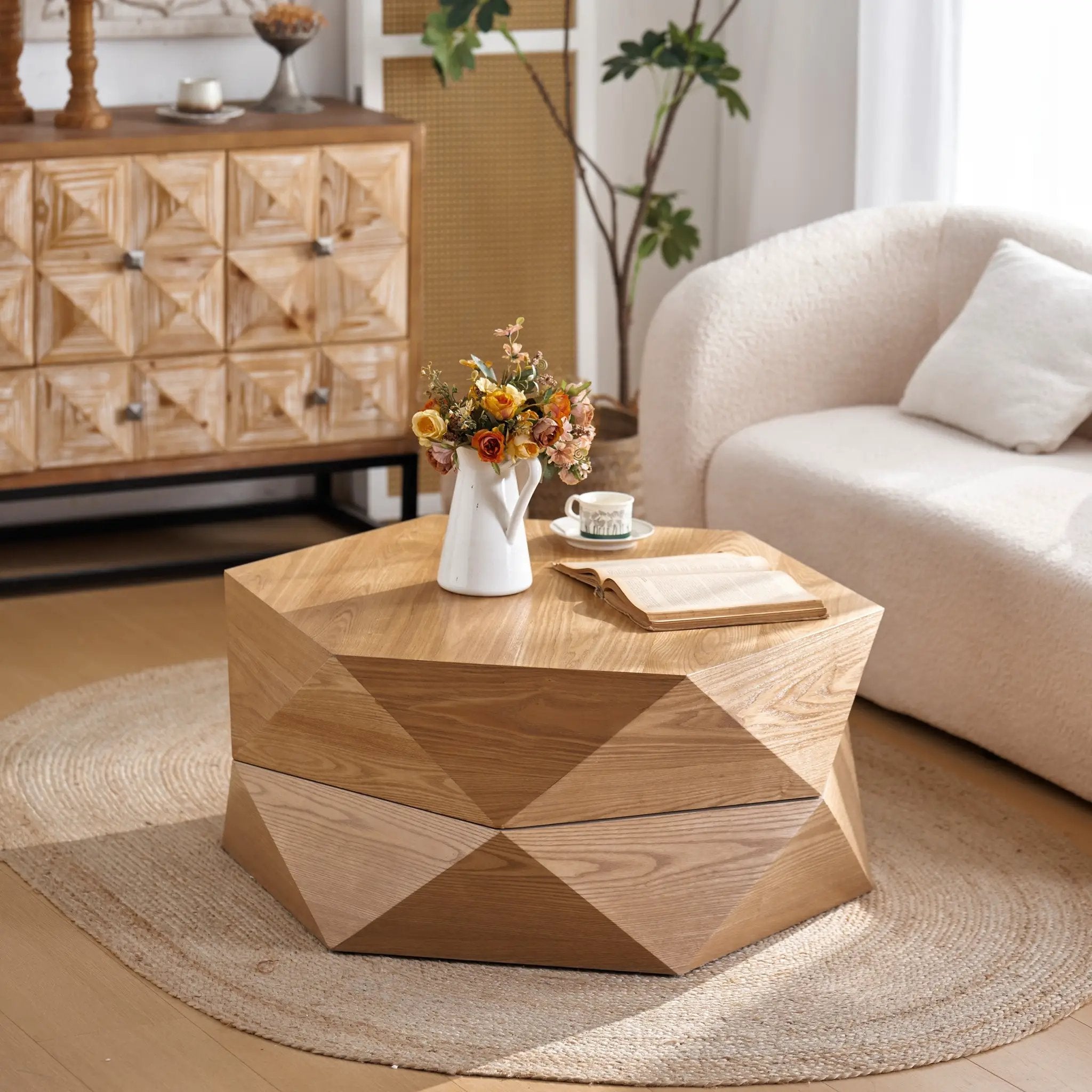 36.61'' Retro Style Polygon Flip Top Coffee Table by HouseOfZazla