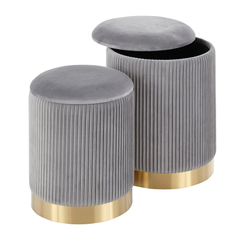 Marla - Contemporary Nesting Pleated Ottoman Set by Unique Piece Furniture