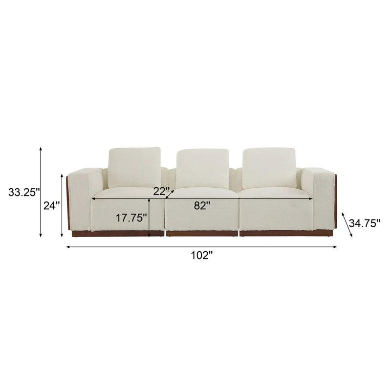 Chita Sectional Sofa 3 Seater With Light Strip - Beige by HouseOfZazla