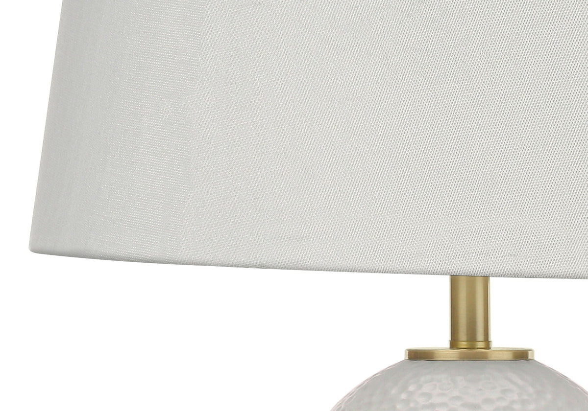White Ceramic Table Lamp with Linen Shade - Transitional Style - White, photo 2 of 4
