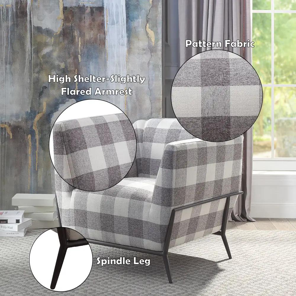 Niamey II - Accent Chair - Pattern Fabric & Metal Frame Black by Unique Piece Furniture
