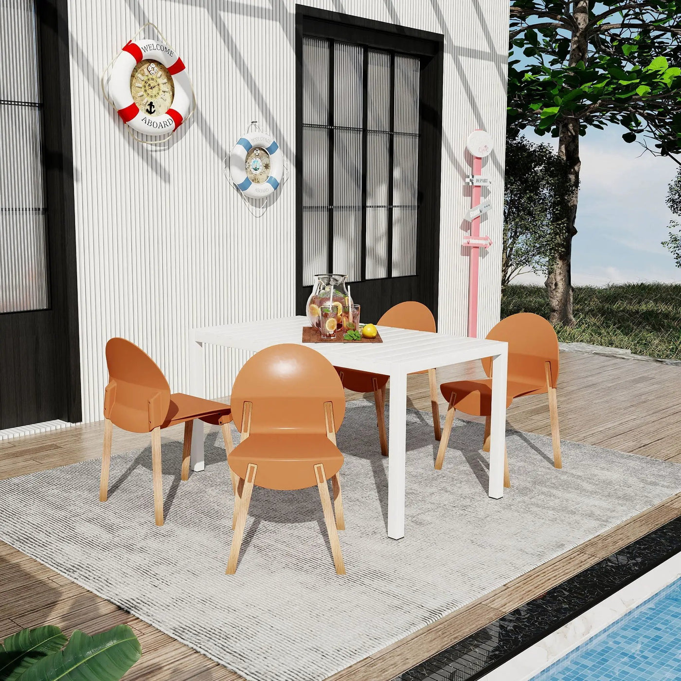 4 Piece Set Of Single Chairs With Long Table by HouseOfZazla
