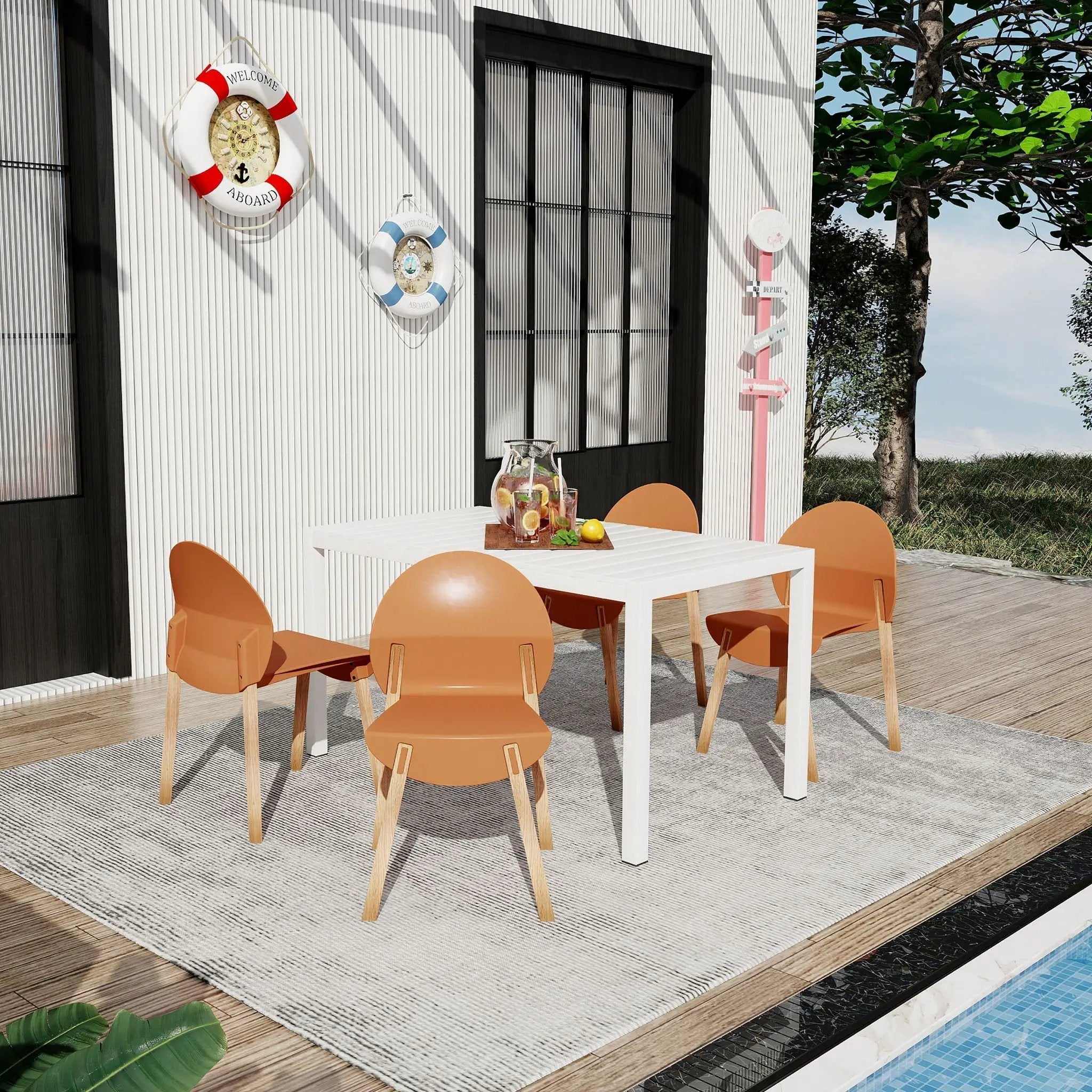 4 Piece Set Of Single Chairs With Long Table by HouseOfZazla