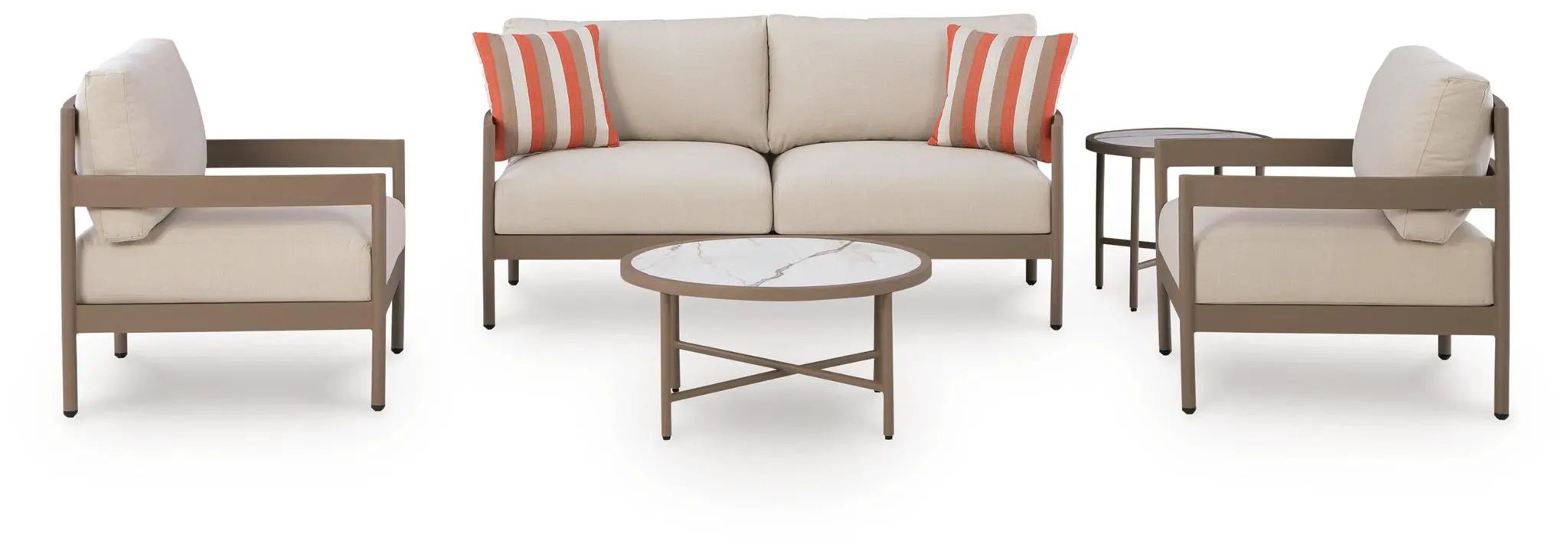 Bluff Trail - Loveseat, Lounge Chairs, Tables Set (Set of 5) - Beige by Unique Piece Furniture
